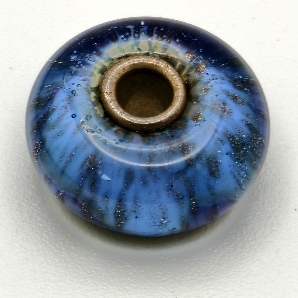 Authentic Trollbeads Blue Twinkle Bead Charm Signed 925 LAA Sterling Silver